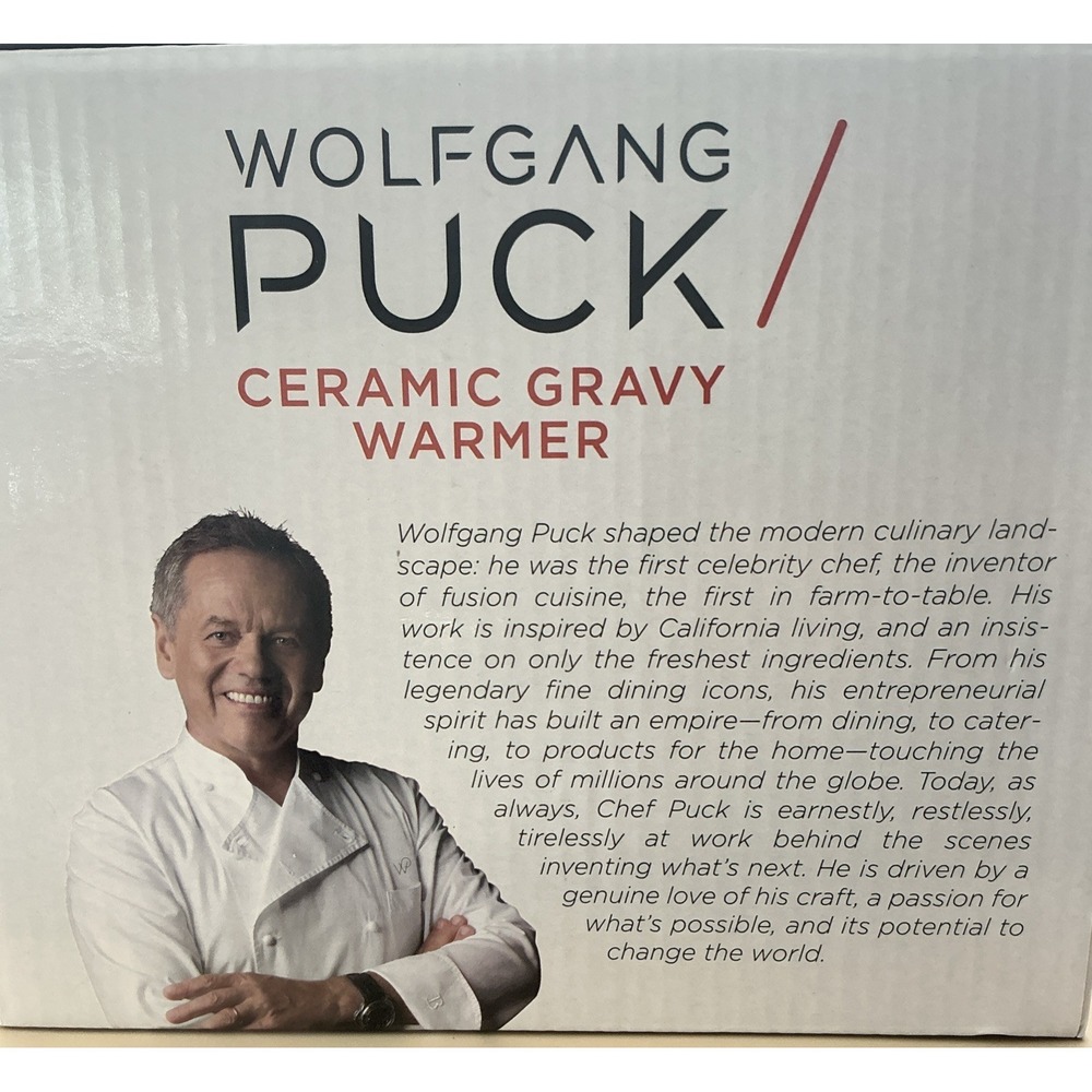 Wolfgang Puck Black Ceramic Gravy Boat & Warmer Hot Plate Electric NEW IN BOX